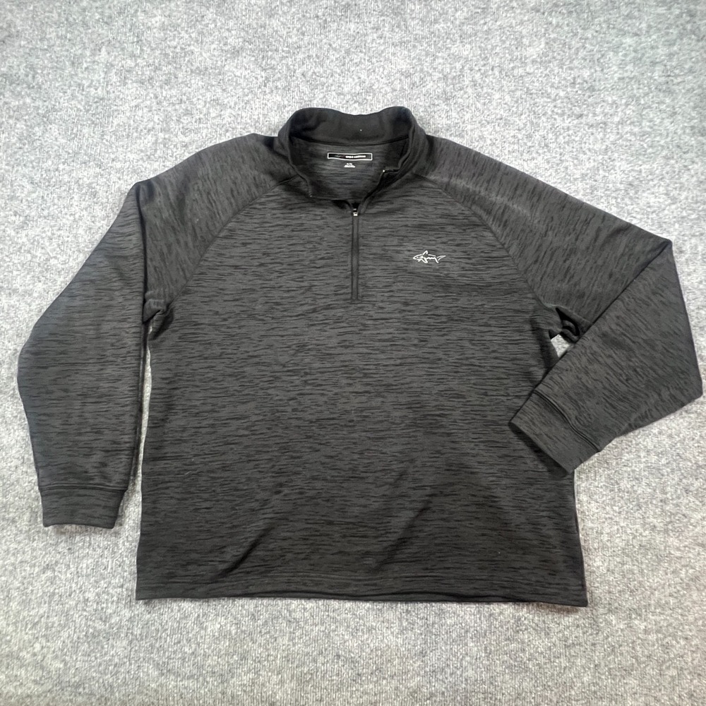 Greg Norman Pullover Golf Sweater Men XL Black Heather Fleece Lined Quarter Zip